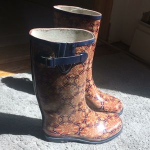 Orange and Blue Rainboots